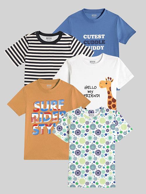 kids pack of 5 printed t-shirts - 21730827 - Very Small Image - 1