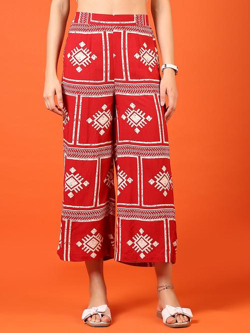 women high rise printed palazzo - 21731199 - Very Small Image - 1