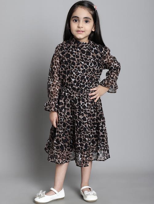 girls animal print georgette tiered dress - 21731694 - Very Small Image - 1