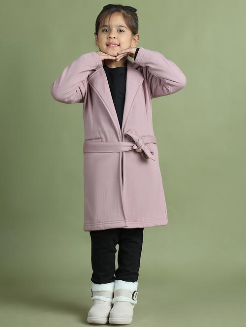 girls solid long sleeve trench coat - 21731887 - Very Small Image - 1