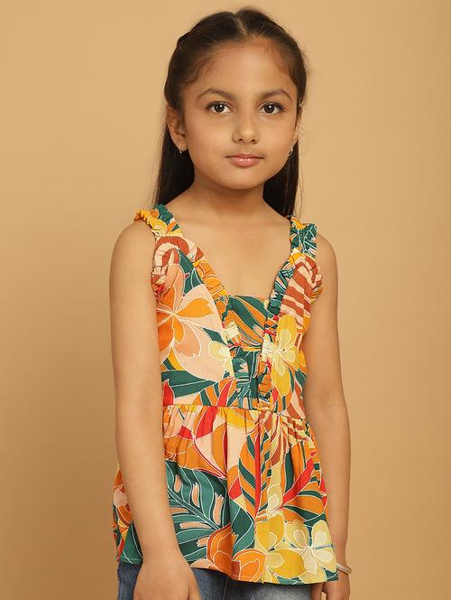 girls floral printed square neck top - 21732042 - Very Small Image - 1
