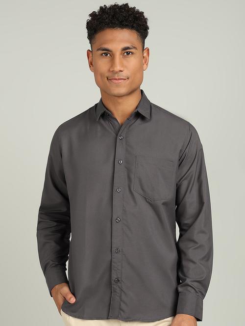 men solid collared long sleeves casual shirt - 21732254 - Very Small Image - 1