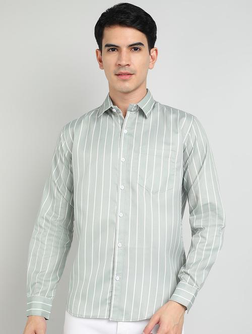 men striped collared long sleeves casual shirt - 21732269 - Very Small Image - 1