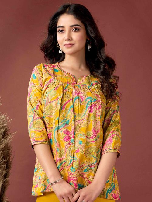women printed three quarter sleeve top - 21732743 - Very Small Image - 1