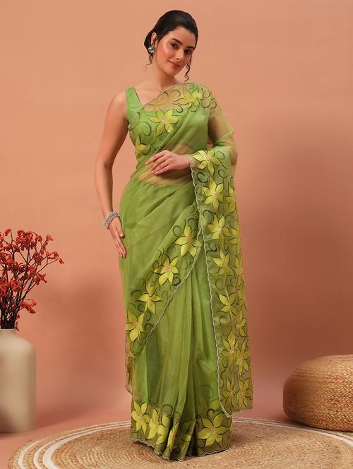 women floral hand printed saree with blouse - 21732883 - Very Small Image - 1