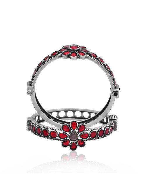 women stones studded silver bangles set - 21733154 - Very Small Image - 1