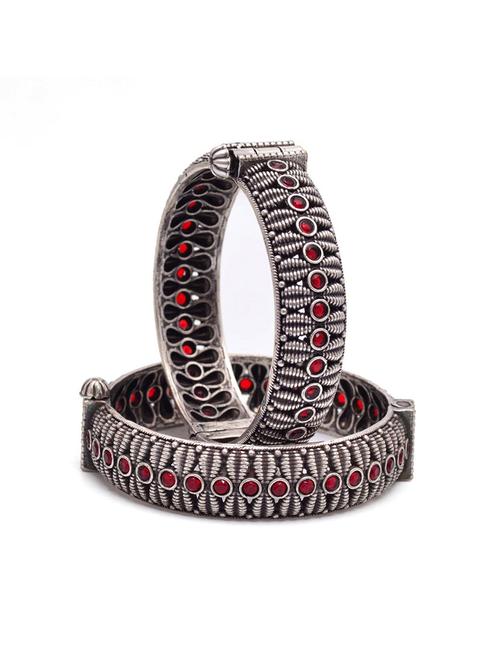 women stones studded silver bangles set - 21733172 - Very Small Image - 1