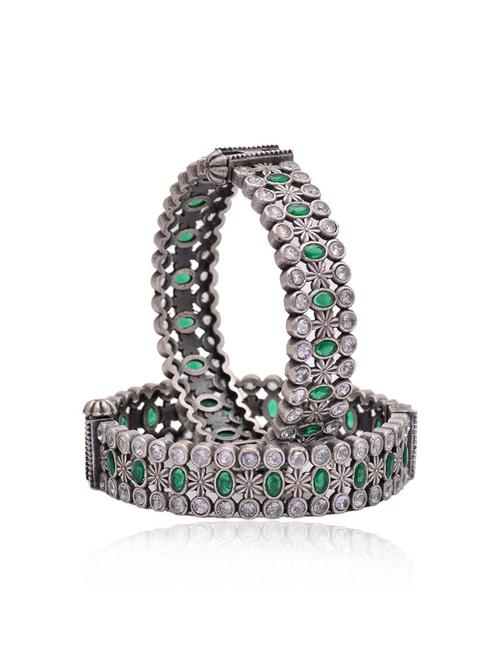 women stones studded silver bangles set - 21733185 - Very Small Image - 1
