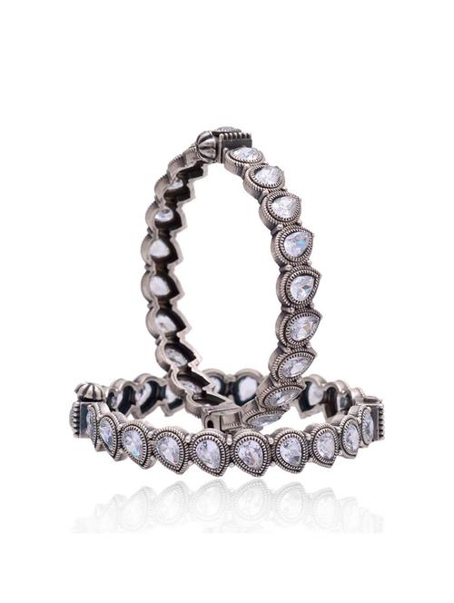 women stones studded silver bangles set - 21733192 - Very Small Image - 1