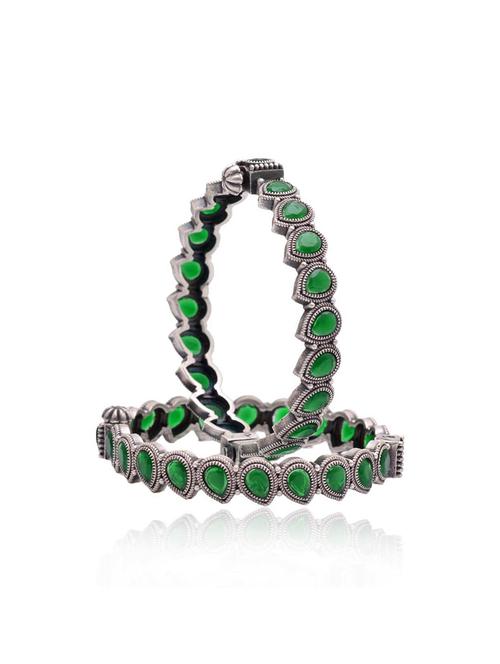 women stones studded silver bangles set - 21733193 - Very Small Image - 1