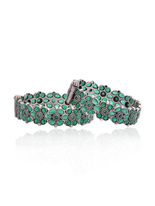 women stones studded silver bangles set - 21733200 - Very Small Image - 1