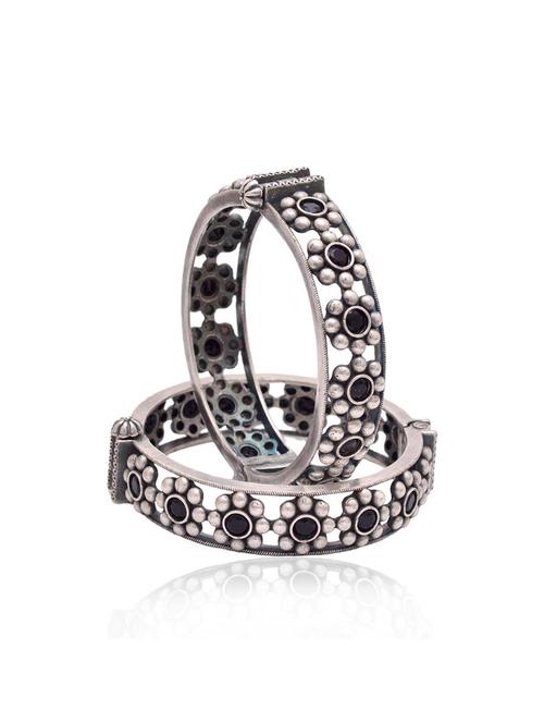 women stones studded silver bangles set - 21733233 - Very Small Image - 1
