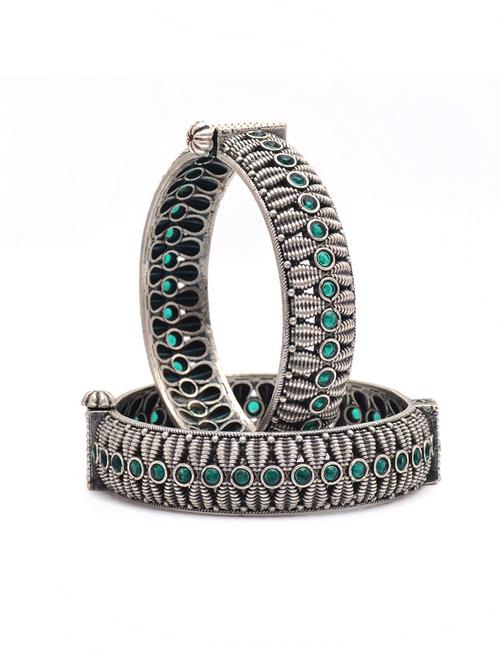 women stones studded silver bangles set - 21733242 - Very Small Image - 1