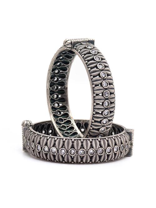women stones studded silver bangles set - 21733248 - Very Small Image - 1