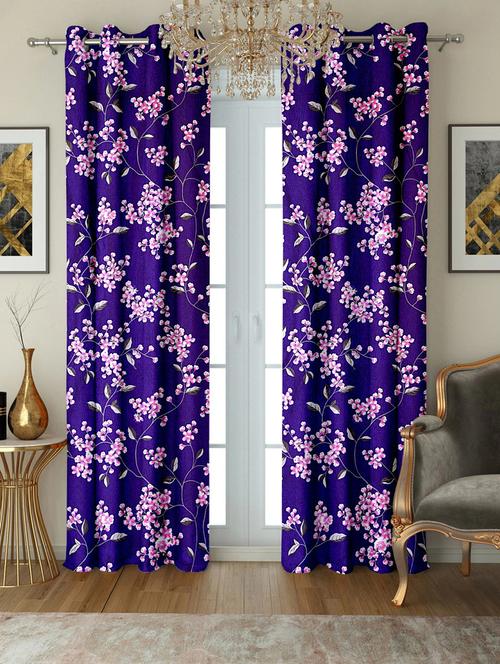 stylish and attractive floral printed curtains - set of 2 - 21733845 - Very Small Image - 1
