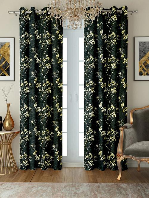 stylish and attractive floral printed curtains - set of 2 - 21733850 - Very Small Image - 1