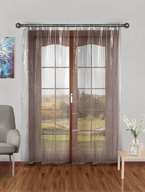 one transprent pvc ac curtain with 8 rings - 21734070 - Very Small Image - 1