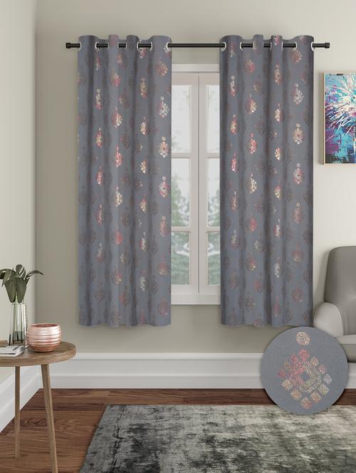 stylish and attractive self design curtains - set of 2 - 21734080 - Very Small Image - 1