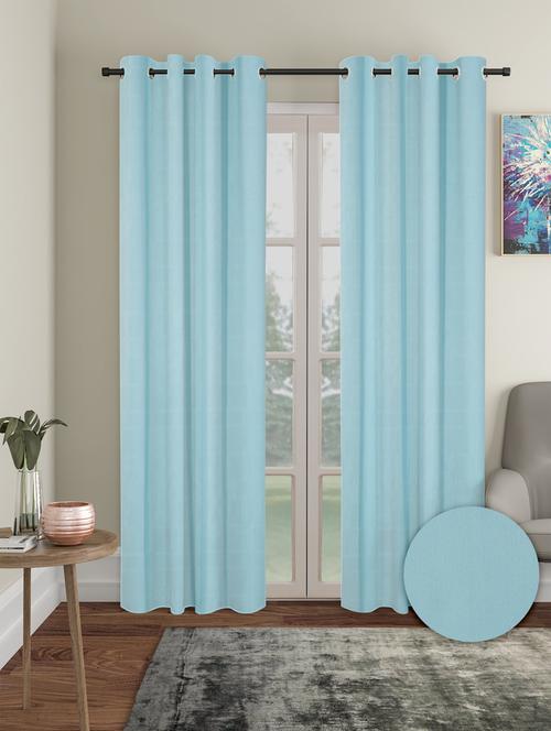 stylish and attractive solid curtains - set of 2 - 21734110 - Very Small Image - 1