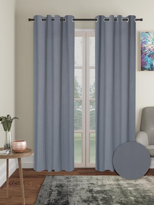 stylish and attractive solid curtains - set of 2 - 21734169 - Very Small Image - 1