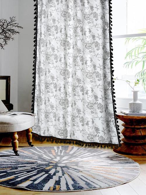 cotton curtain for window , boho curtain with stainless steel rings - 21734218 - Very Small Image - 1