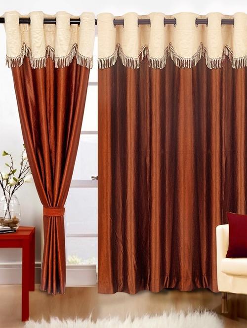 stylish and attractive solid curtains - set of 2 - 21734373 - Very Small Image - 1