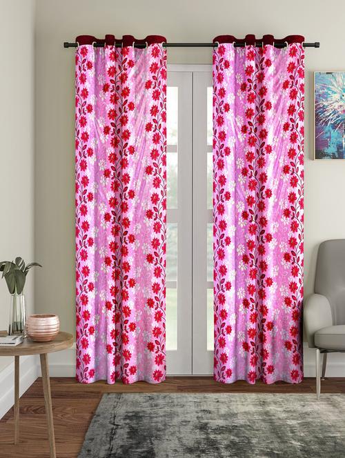 stylish and attractive floral printed curtains - set of 2 - 21734589 - Very Small Image - 1
