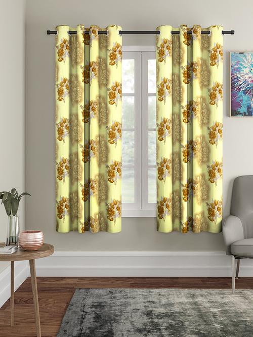 stylish and attractive floral printed curtains - set of 2 - 21734768 - Very Small Image - 1