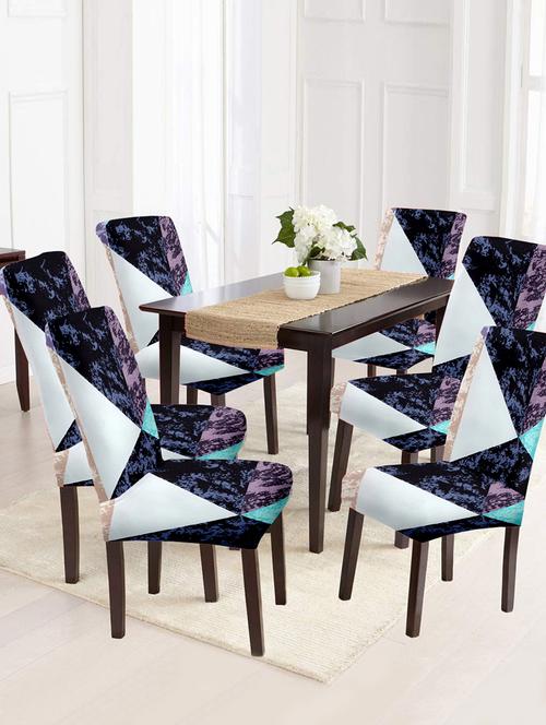 polyester printed chair cover pack of 6 stretch removable washable short dining chair cover - 21735856 - Very Small Image - 1