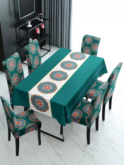 dining table cover waterproof with 6 chair covers for kitchen dining table cloth dust - 21736841 - Very Small Image - 1