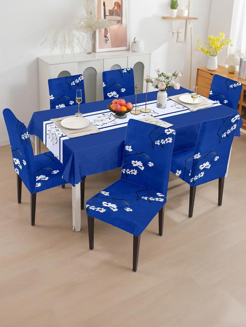 dining chair cover with table covers for kitchen waterproof dining table cloth (1 table cover + 6 chair cover) - 21737221 - Very Small Image - 1