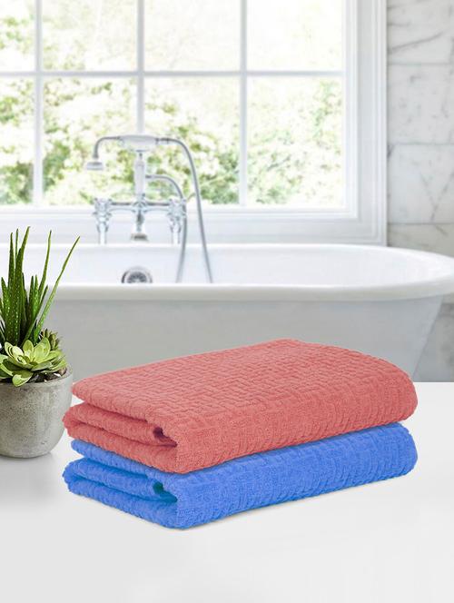 two bath towel (70 x 140 cms) pure cotton bath towel set - 21737248 - Very Small Image - 1