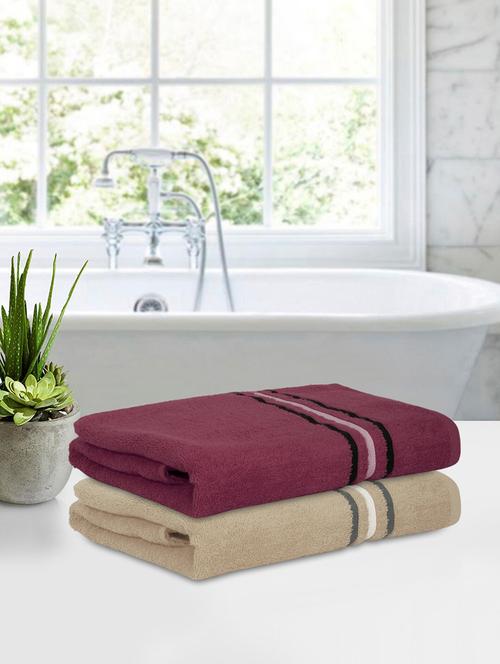 two bath towel (70 x 140 cms) pure cotton bath towel set - 21737262 - Very Small Image - 1