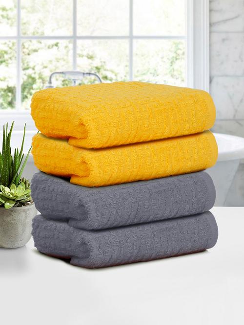 four hand towels (40 x 60 cms) pure cotton hand towel set in two colors - 21737282 - Very Small Image - 1