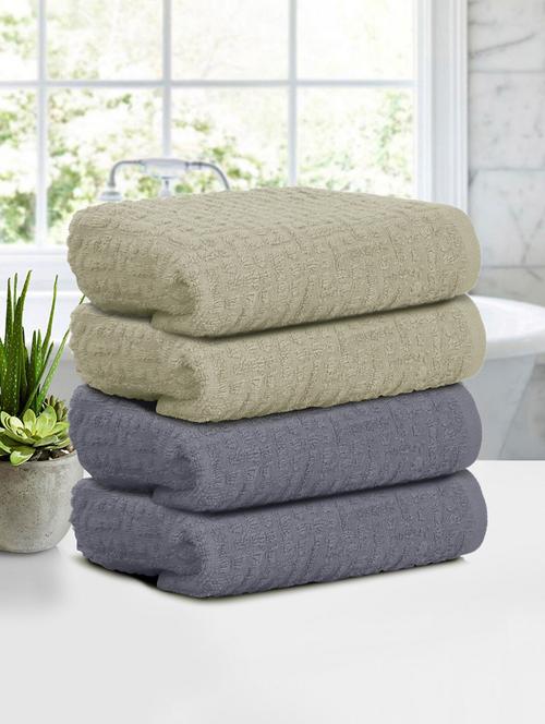 four hand towels (40 x 60 cms) pure cotton hand towel set in two colors - 21737288 - Very Small Image - 1