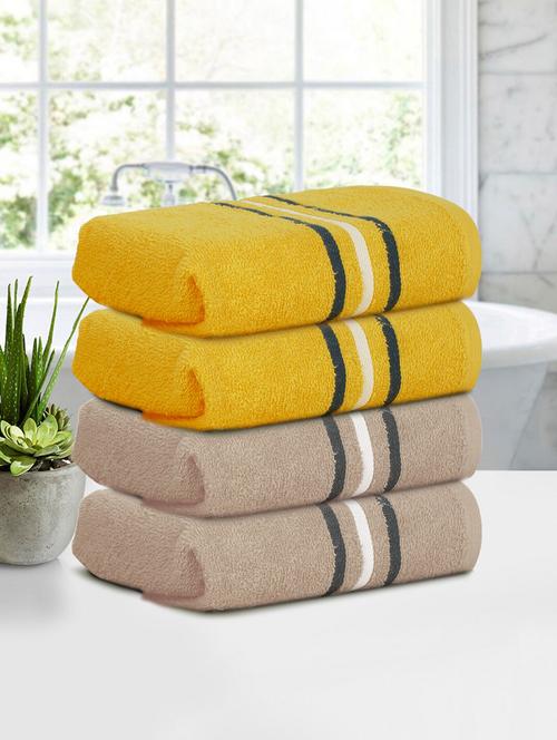 four hand towels (40 x 60 cms) pure cotton hand towel set in two colors - 21737292 - Very Small Image - 1