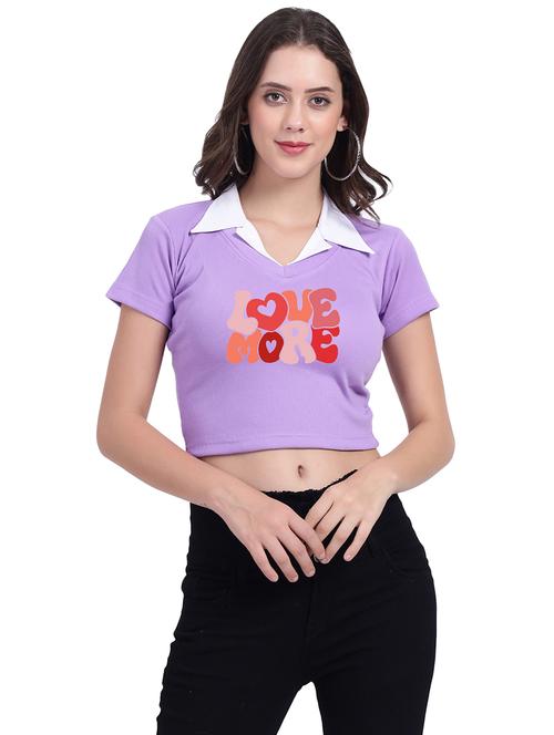 women typographic collared cheerleader style crop top - 21737932 - Very Small Image - 1