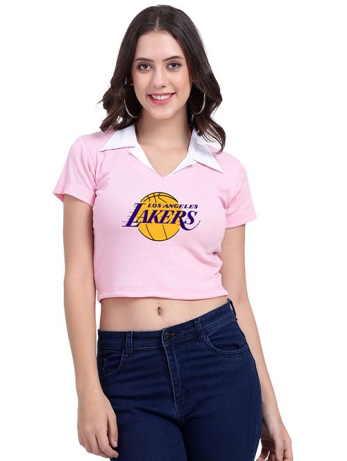 women typographic collared cheerleader style crop top - 21737952 - Very Small Image - 1