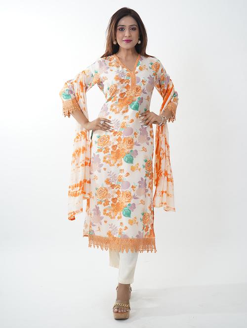 women printed kurta pant with dupatta set - 21738392 - Very Small Image - 1