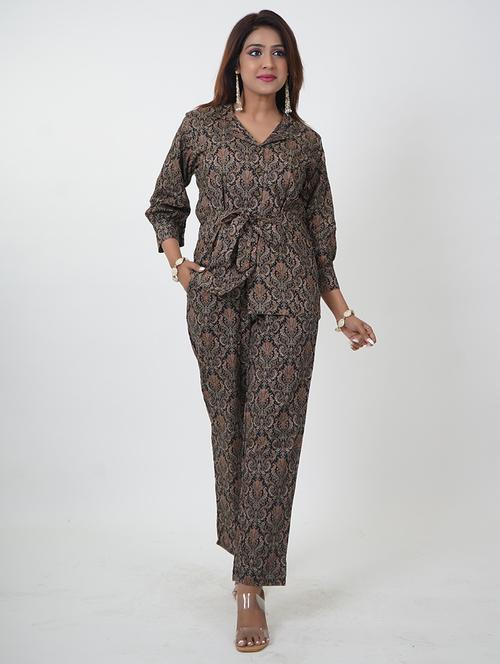 women black printed top and trouser co-ords set - 21738412 - Very Small Image - 1