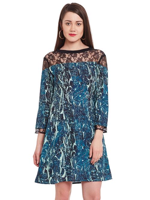 women printed lace detailed a-line dress - 21739981 - Very Small Image - 1