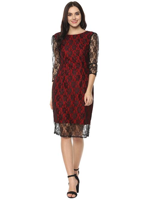 women self designed puff sleeves bodycon dress - 21739996 - Very Small Image - 1