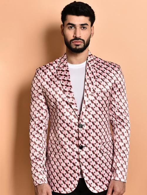 men printed single breasted casual blazer - 21740093 - Very Small Image - 1
