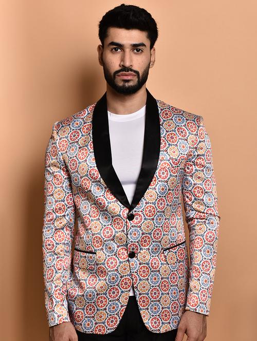 men printed single breasted long sleeve blazer - 21740095 - Very Small Image - 1
