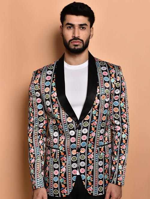 men printed single breasted long sleeve blazer - 21740100 - Very Small Image - 1