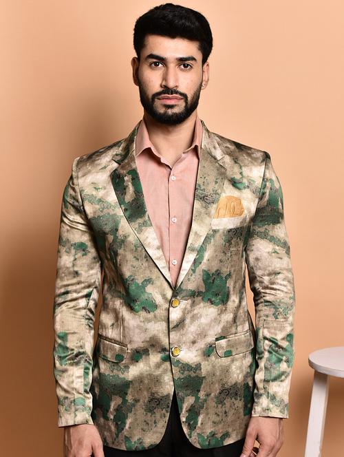 men printed single breasted casual blazer - 21740136 - Very Small Image - 1