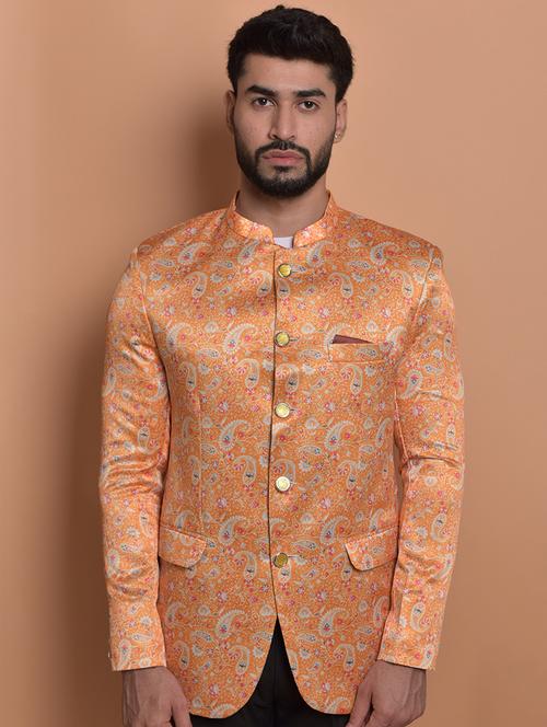 orange cotton blend single breasted casual blazer - 21740168 - Very Small Image - 1
