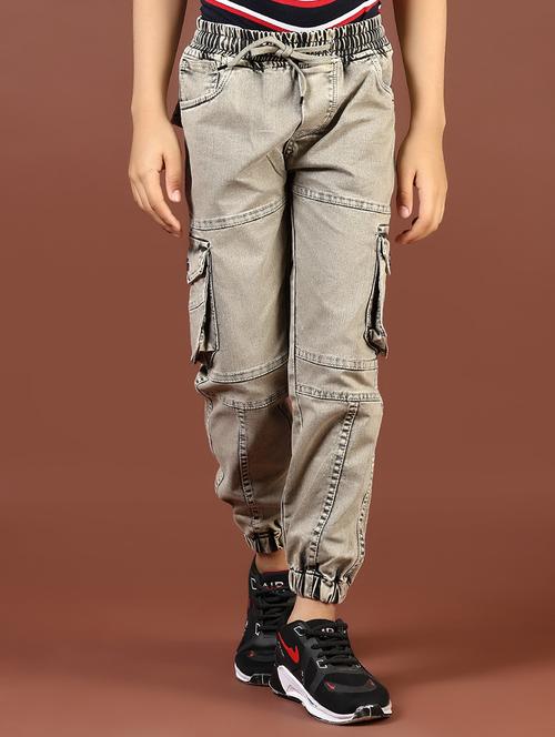boys solid mid rise jogger cargo - 21740600 - Very Small Image - 1