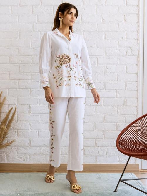 women embroidered top & trouser co-ord set - 21742297 - Very Small Image - 1