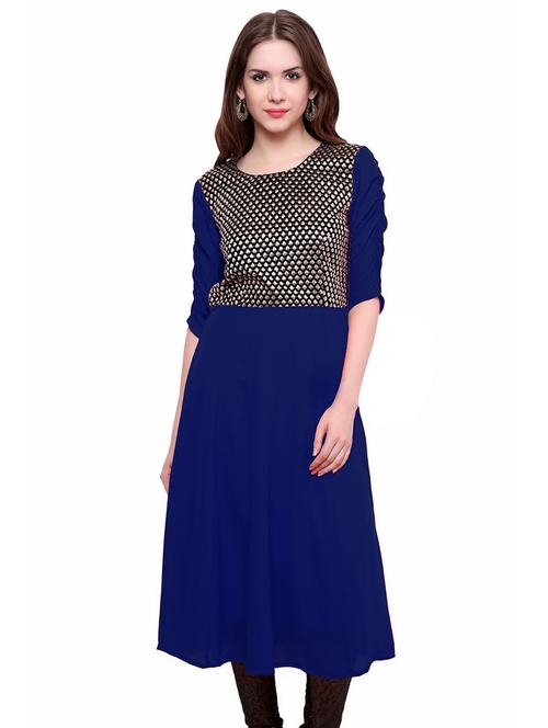 women self design round neck a-line kurta - 21743026 - Very Small Image - 1